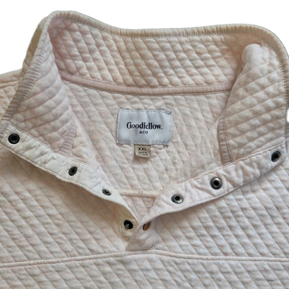 Goodfellow & Co \ Men's Quilted Snap Pullover / Pink & White / XXL - Picture 2 of 9